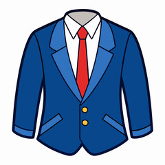 A formal suit jacket with a white collared art vector