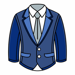 A formal suit jacket with a white collared art vector