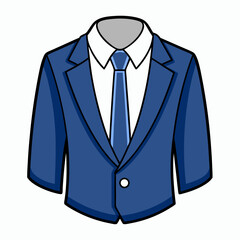 A formal suit jacket with a white collared art vector