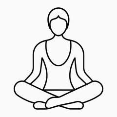 A minimalist line art vector icon depicting a serene figure in a meditative pose,
 symbolizing tranquility and mindfulness. Perfect for wellness, yoga, and meditation-related projects