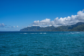 Lāʻie Point State Wayside，Oahu, Hawaii. Koʻolau Range is a name given to the dormant fragmented remnant of the eastern or windward shield volcano of the Hawaiian island of O
