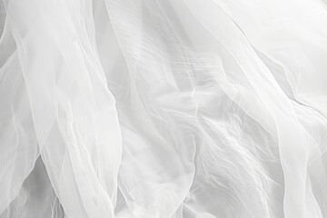 Fototapeta premium Abstract Soft White Tulle Fabric Texture Background With Copy Space, Romantic Wedding Concept