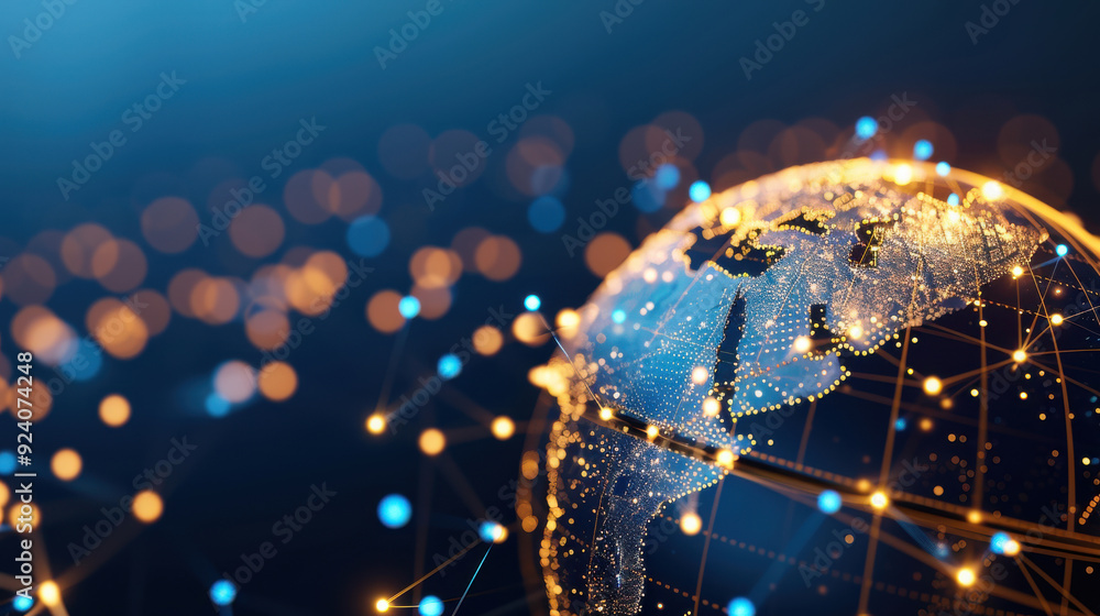Aufkleber a mesmerizing view of a digital globe adorned with glowing connections, symbolizing global communica