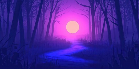 Trauma recovery journey A pathway through a dark forest leading toward light