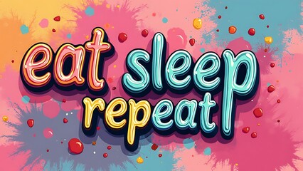 eat sleep repeat (T-shirt Design Motivational Quote, Illustartion,Typography,Banner,Poster)