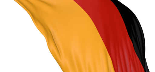 The black red and yellow colors of the German flag wave proudly