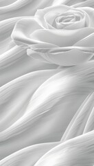 Naklejka premium White Rose on Flowing Fabric, Abstract Floral Background, Elegance and Beauty Concept