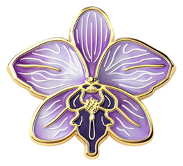 Elegant purple orchid brooch