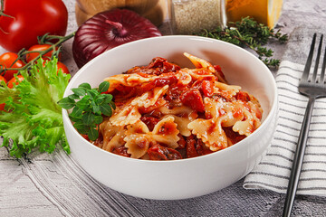 Italian pasta with dry tomato
