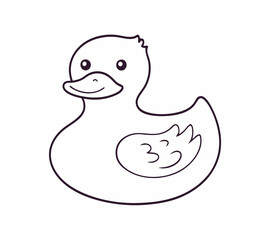 Rubber duck cartoon line doodle stock illustration