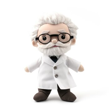recommend clip art: doll toy old man doctor nurse in a white coat. felt toy . cute character.