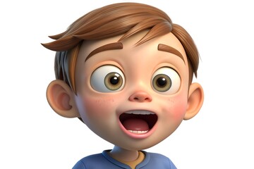 Obraz premium 3D Cartoon Boy with a Surprised Expression