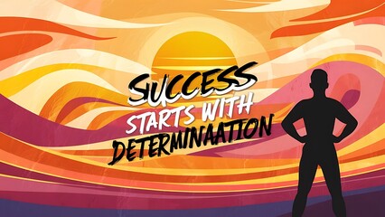 Success starts with determination (T-shirt Design Motivational Quote, Illustartion,Typography,Banner,Poster)