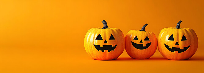 On an orange background, generating AI Jack O Lanterns for Halloween