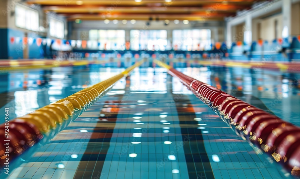 Wall mural Lanes in a competitive swimming pool at a recreation center