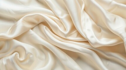 Obraz premium Creamy white silk satin fabric texture, elegant and luxurious wedding or fashion background