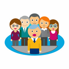 A middle The group is gathered in a modern office art vector