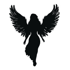Naklejka premium vector silhouette of a girl angel with wings on a white background . Generative AI