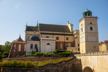 Fototapeta premium Warsaw, Poland, Europe, 5 August 2024: Churches, historical buildings and streets