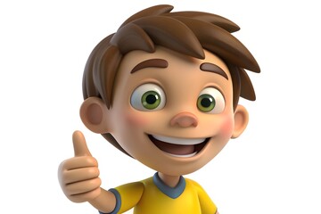 Obraz premium 3D Cartoon Boy Giving Thumbs Up