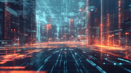 Obraz premium Digital Cityscape: A Futuristic Vision of Technology