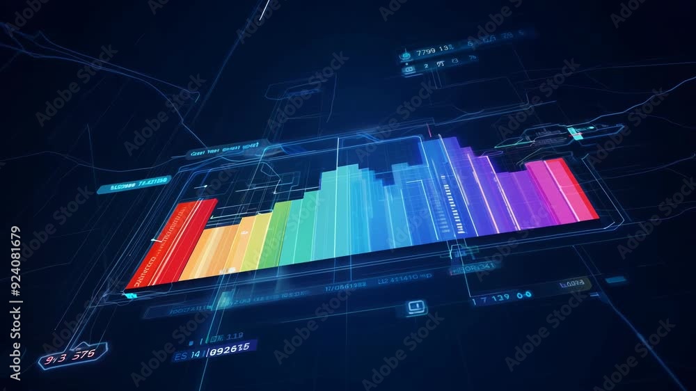 Poster Data analysis concept with infographic charts and graphs in motion