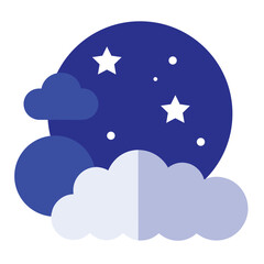 Cloud and Star Night Sky Vector Icon Design Weather Magic Dream Celestial Symbol.Adobe Illustrator Artwork