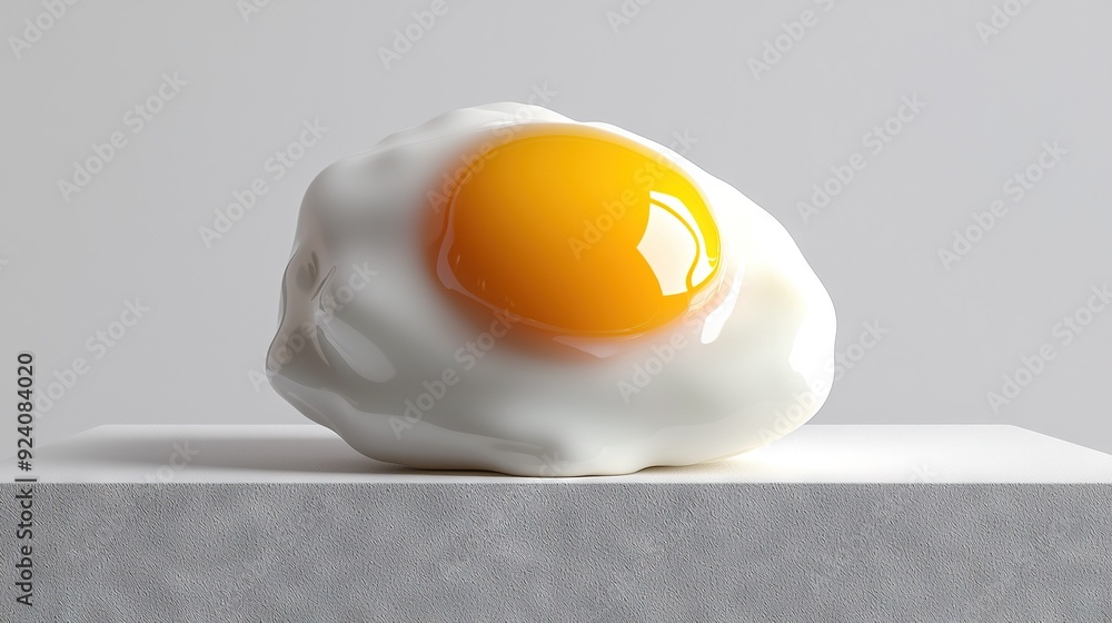 Sticker   A fried egg sits on a white countertop with a gray and white wall in the background