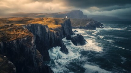 Fototapeta premium Dramatic Coastline with Lighthouse