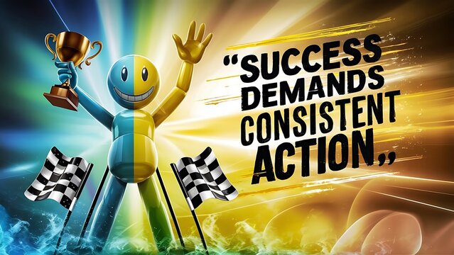 Naklejki Success demands consistent action (T-shirt Design Motivational Quote, Illustartion,Typography,Banner,Poster)