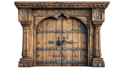 Old wooden door transparent background