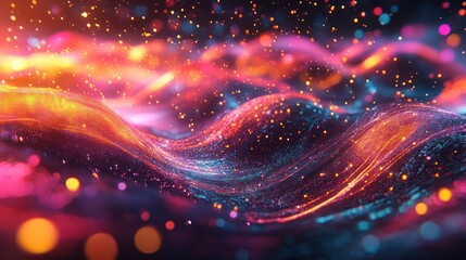 Obraz premium Abstract glowing waves and particles
