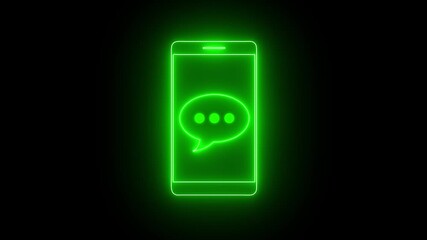 Animated neon line massage icon with massage icon ,announcement offer concept. Representing text or communication concept animation on black