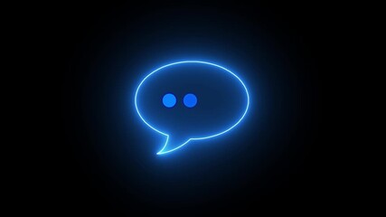 Animated neon line massage icon with massage icon ,announcement offer concept. Representing text or communication concept animation on black