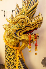 Fototapeta premium naga sculpture at the entrance to Wat Saen Fang in Chiang Mai