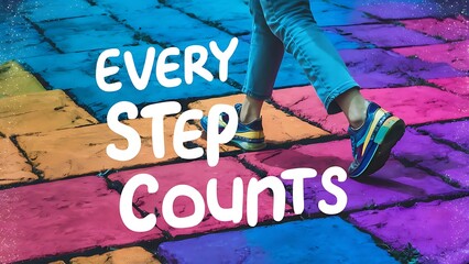 Every step counts (T-shirt Design Motivational Quote, Illustartion,Typography,Banner,Poster)