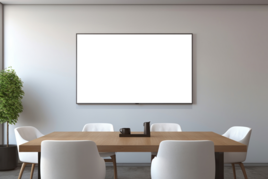 PNG Modern conference room TV screen mockup, transparent design
