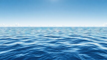 Fototapeta premium A vast expanse of blue water, dotted by fluffy clouds against a vibrant blue sky backdrop