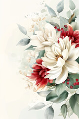 Fototapeta premium versatile floral border featuring an oval frame adorned with a delicate arrangement of flowers and leaves. The soft, pastel colors and intricate details