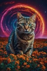 creative cat on the moon