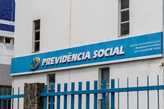 Facade of Social Security Institute - Instituto Nacional do Seguro Social or Previdencia Social - INSS