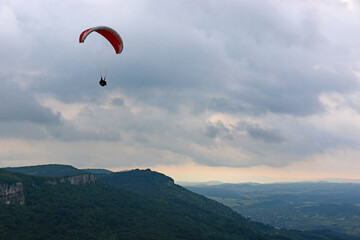 Paraglider flying in Central Bulgaria