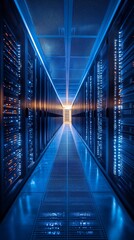 Obraz premium Eco-Friendly Data Center: Embracing Sustainable Computing Practices in the Tech Industry as a Symbol of Technological Sustainability