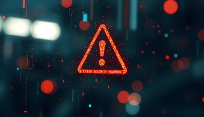 Warning sign, cyber security and networking AI Technology. concept of warning to hackers.