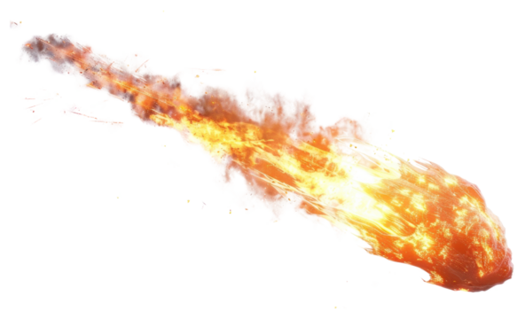 PNG  Fiery meteor streaking through sky