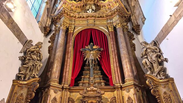 Tombs of Santa Cruz Monastery at Coimbra, Portugal. Founded in 1131, contains tombs of the first two kings of Portugal, was the most important during the early days of the Portuguese monarchy.