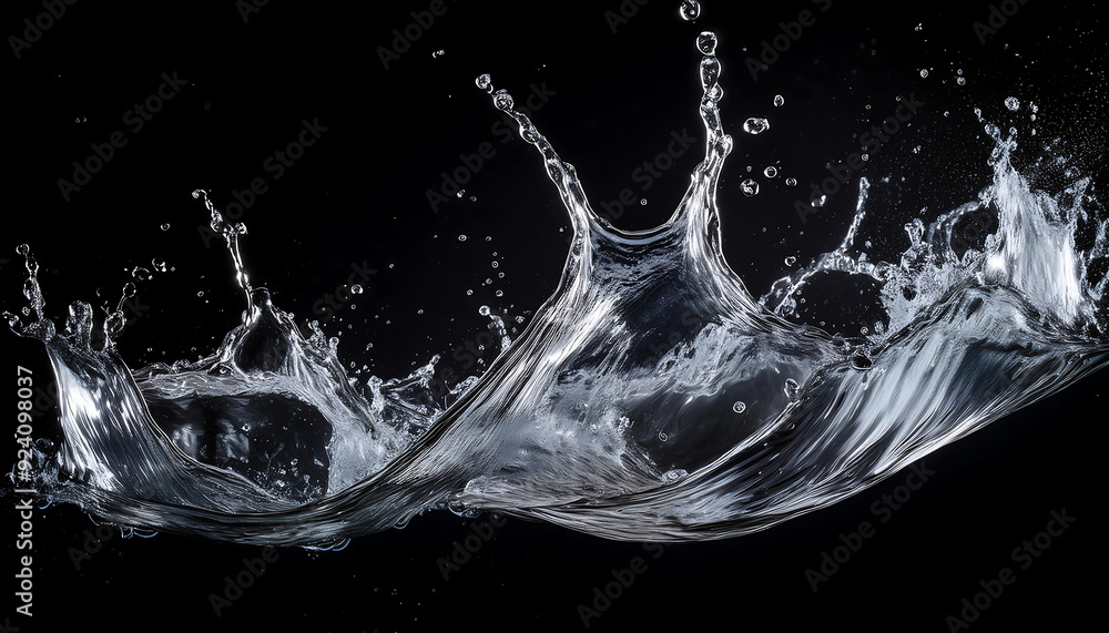 Poster  Water Splash on Black Background- A high-resolution image capturing the dynamic motion _1(748)