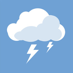 Cloud with thender.Adobe Illustrator Artwork.blue background .