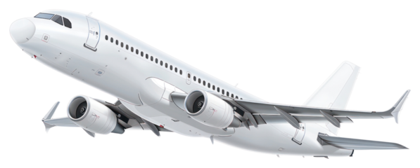 PNG White passenger plane transportation aircraft airliner.
