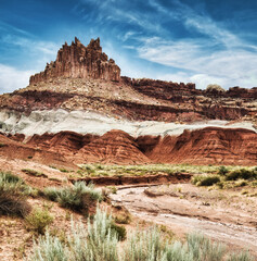 Naklejka premium The Castle rock formation at Capitol Reef National Park